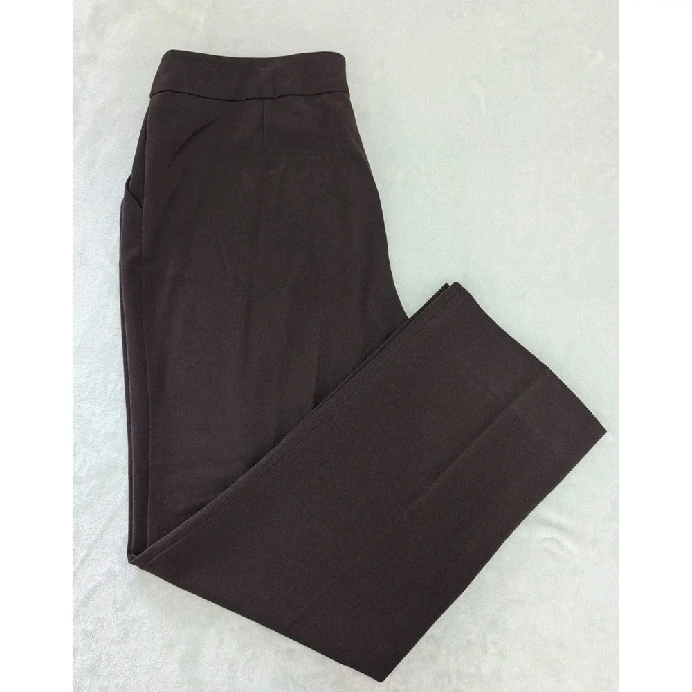 Investments Women's Size 14 R Dress Slacks Brown Zip Pockets Work Career
